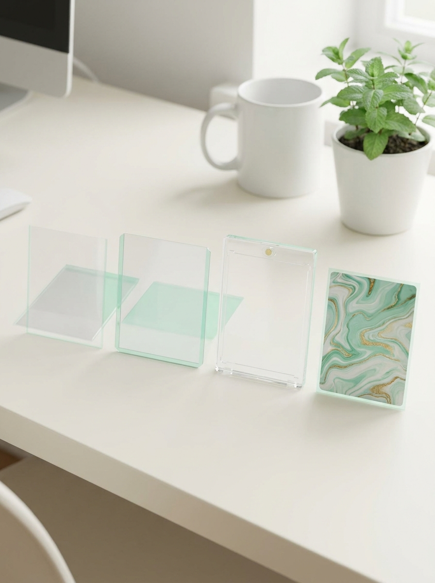 Carte protégée par une sleeve, un toploader et un porte-carte magnétique