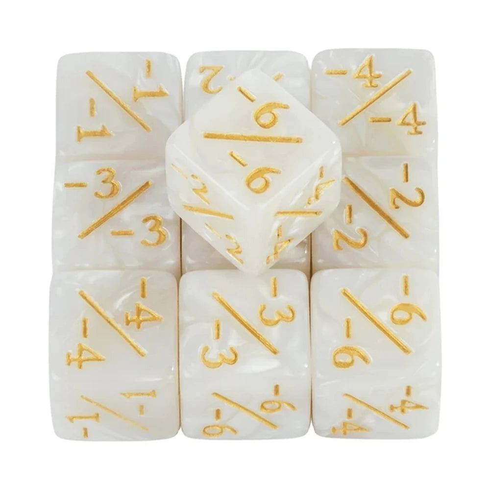 Lot 10 dés compteurs blanc marbré
