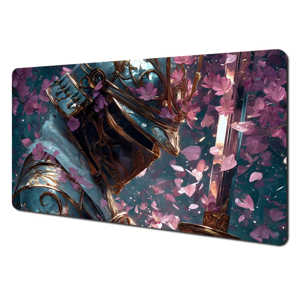 Tapis de jeu motif samouraï et cerisiers