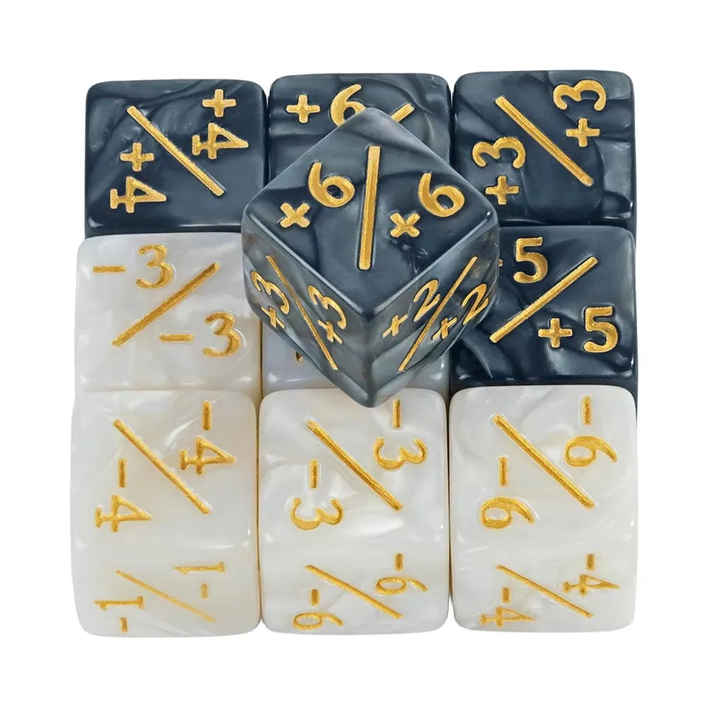 Lot 10 dés compteurs noir et blanc marbré