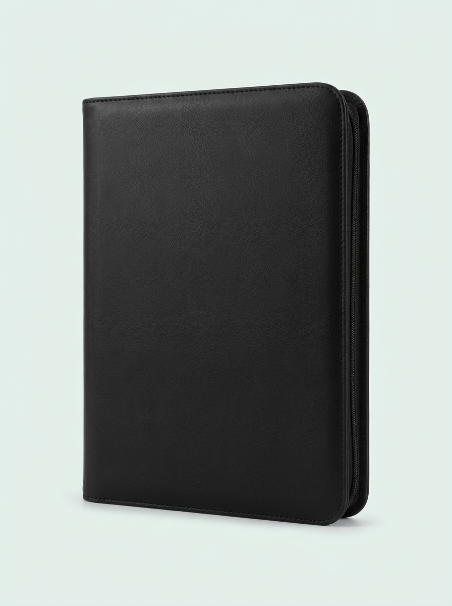 Classeur zippé 9 pochettes en simili-cuir noir, 360 cartes, Mintcase
