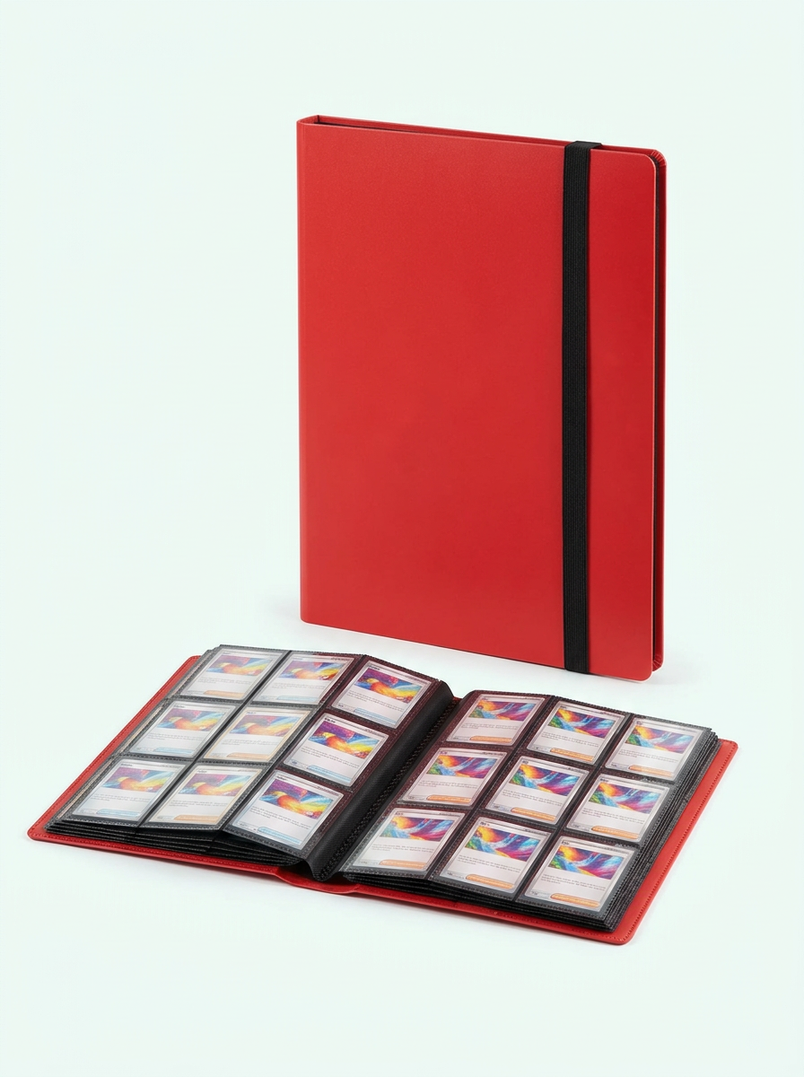 Classeur à chargement latéral Mintcase rouge, 9 pochettes par page