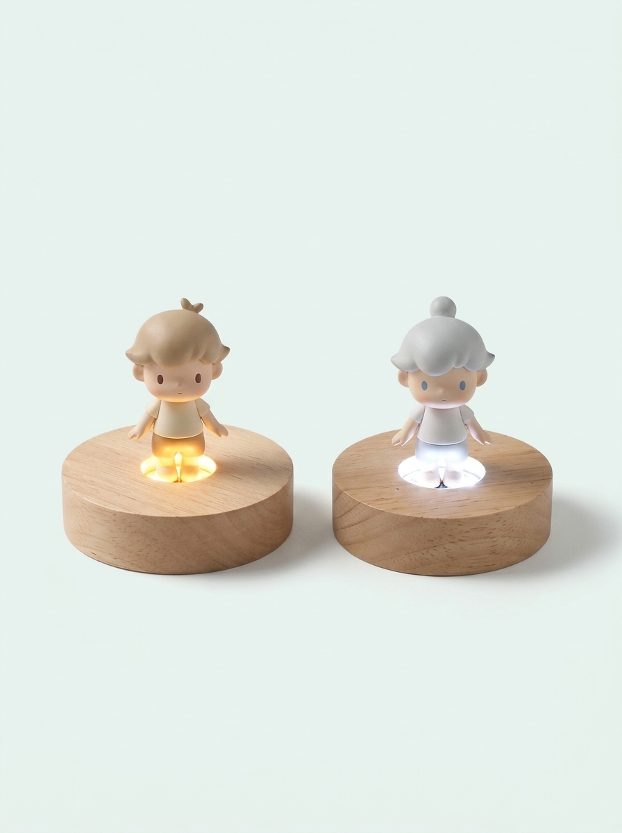 Socles LED ronds en bois Mintcase
