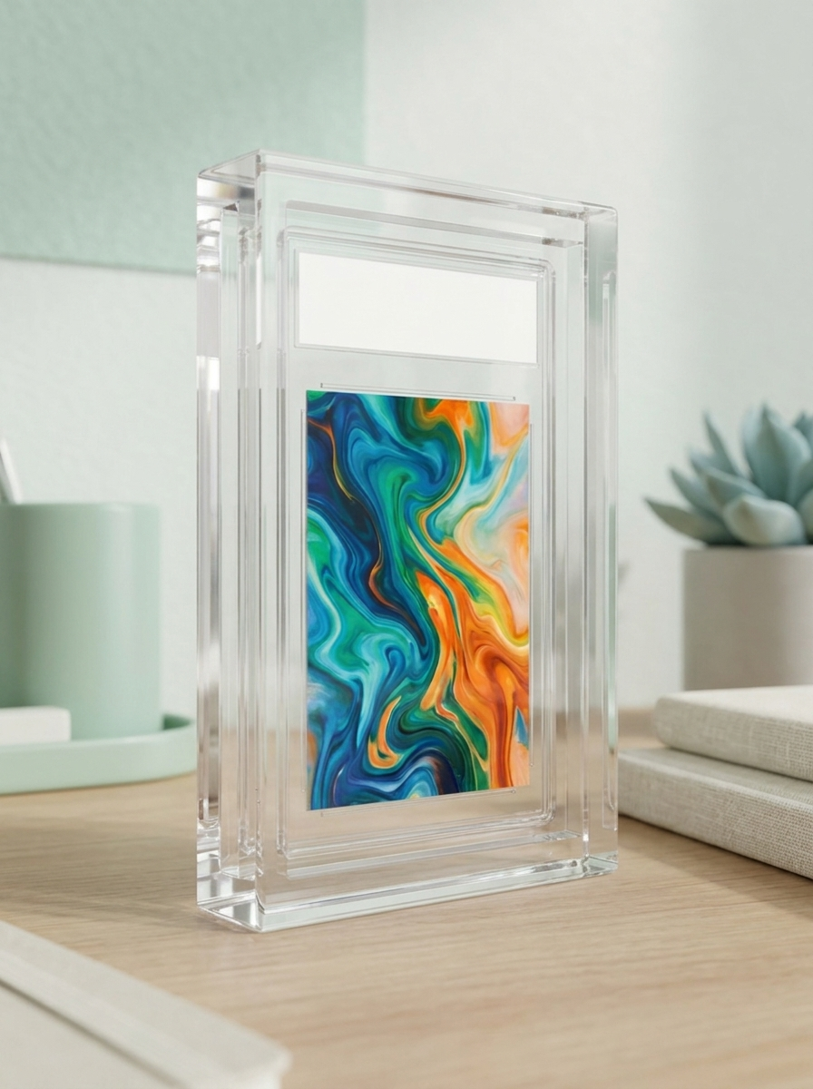 Cartes gradées exposées debout dans une vitrine Mintcase sur un bureau