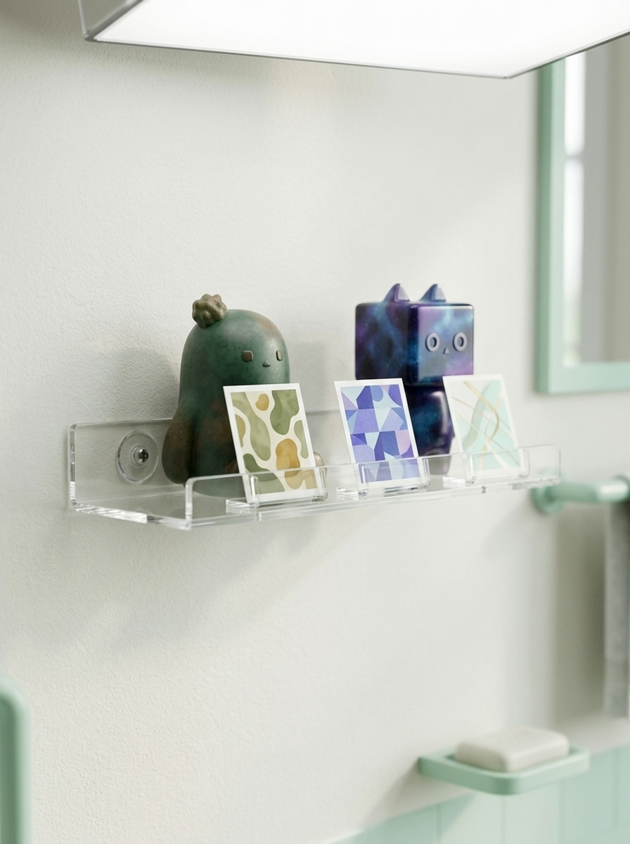 Étagère murale acrylique Mintcase avec figurines et cartes exposées
