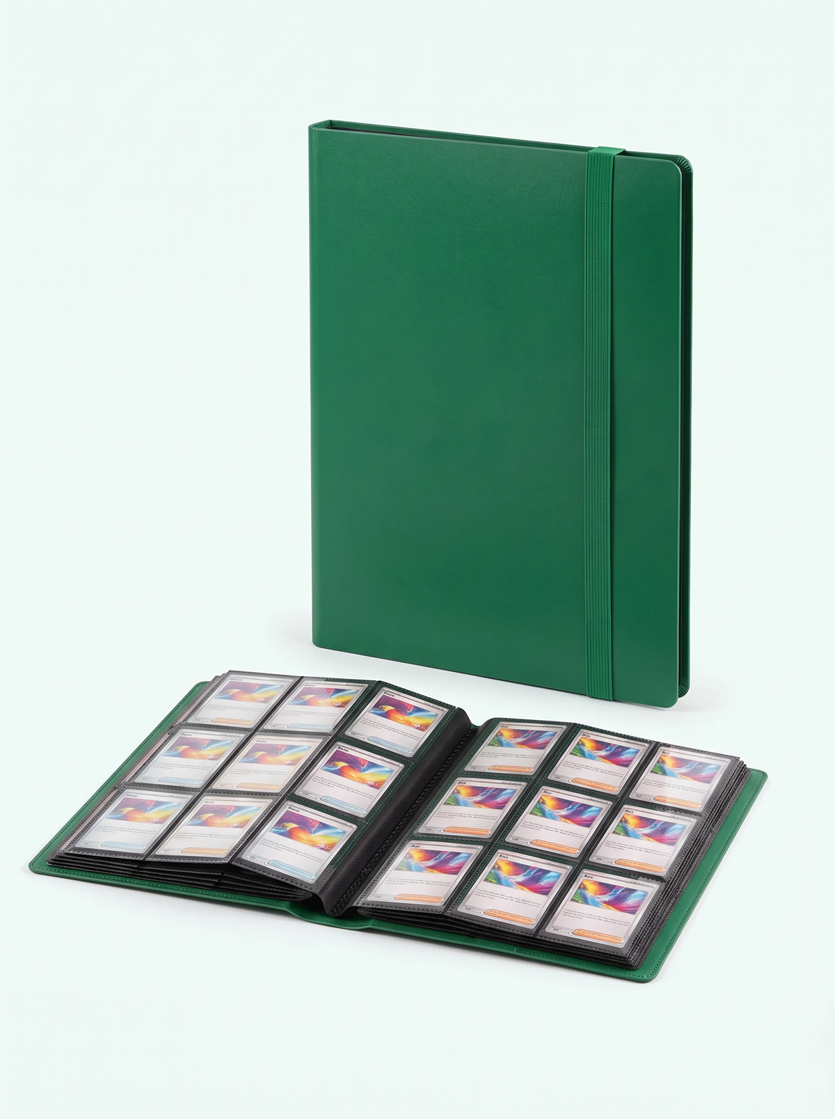 Classeur à chargement latéral Mintcase vert, 9 pochettes par page
