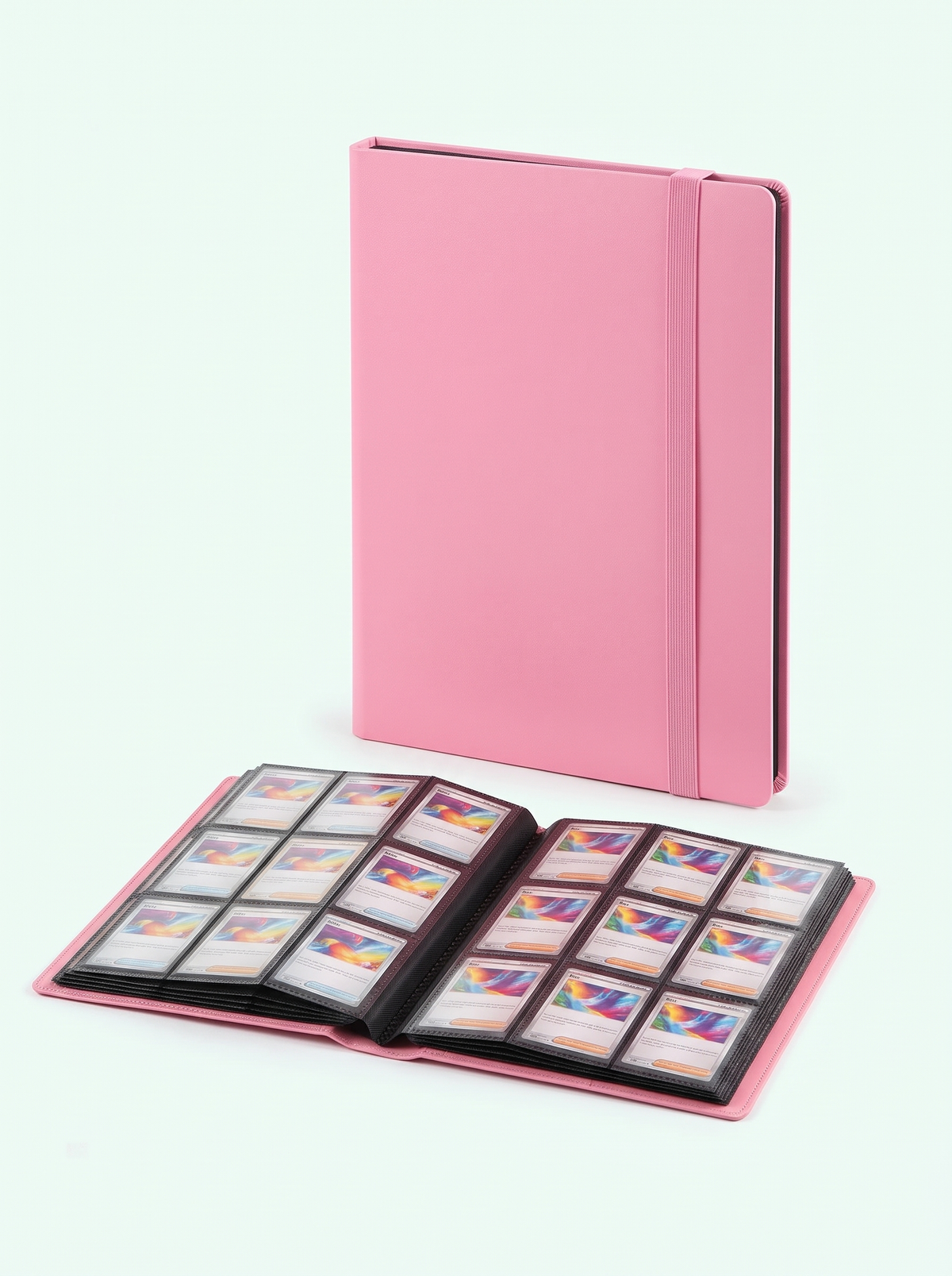 Classeur à chargement latéral Mintcase rose, 9 pochettes par page