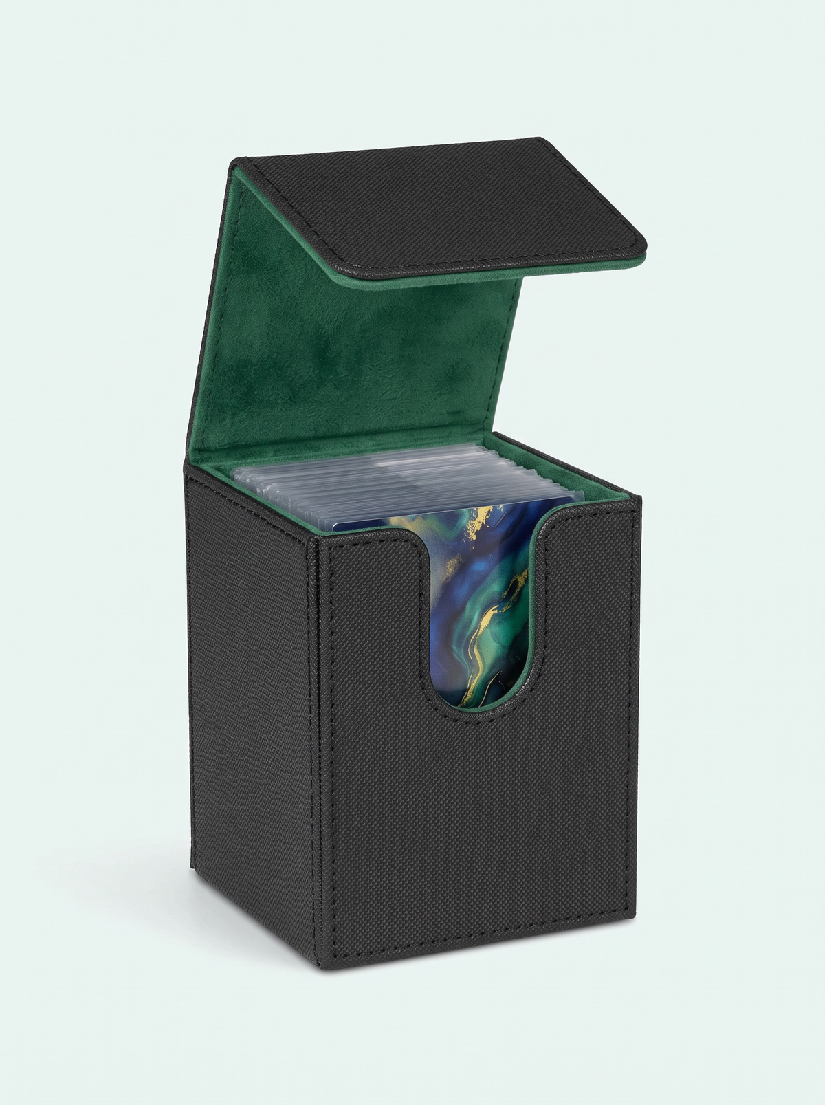 Deck box 100 cartes simple pochette noir et vert foncé