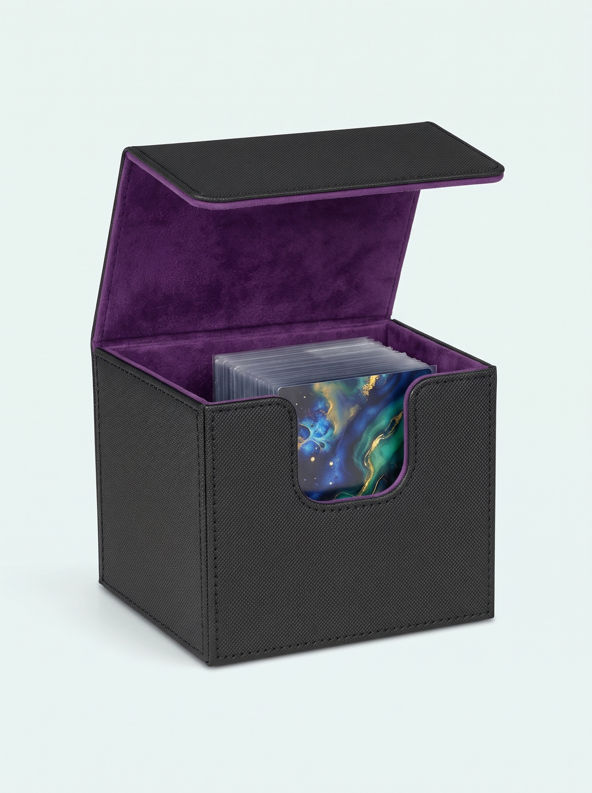 Deck box 100 cartes simple pochette noir et violet