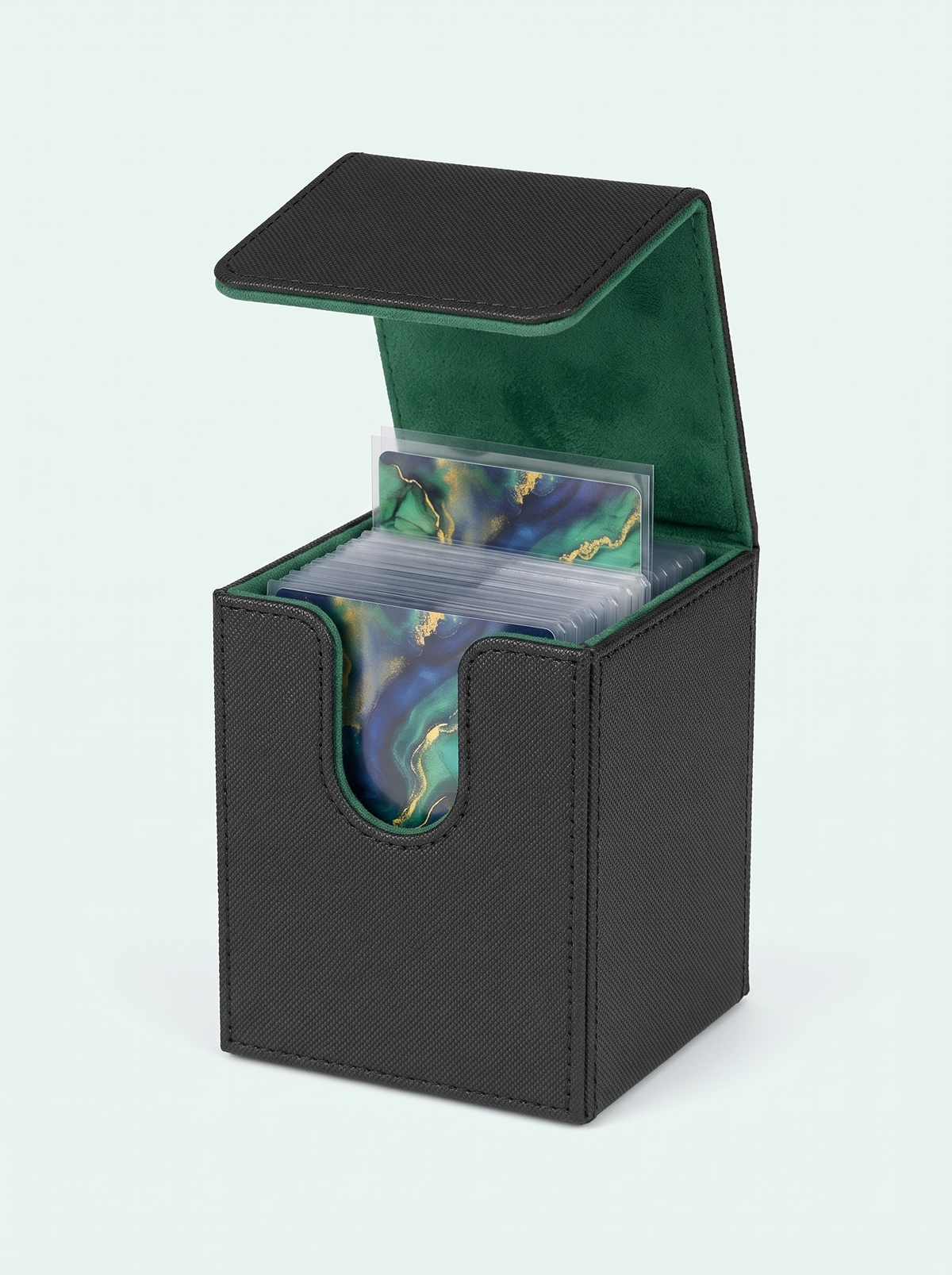 Deck box 100 cartes simple pochette noir et vert
