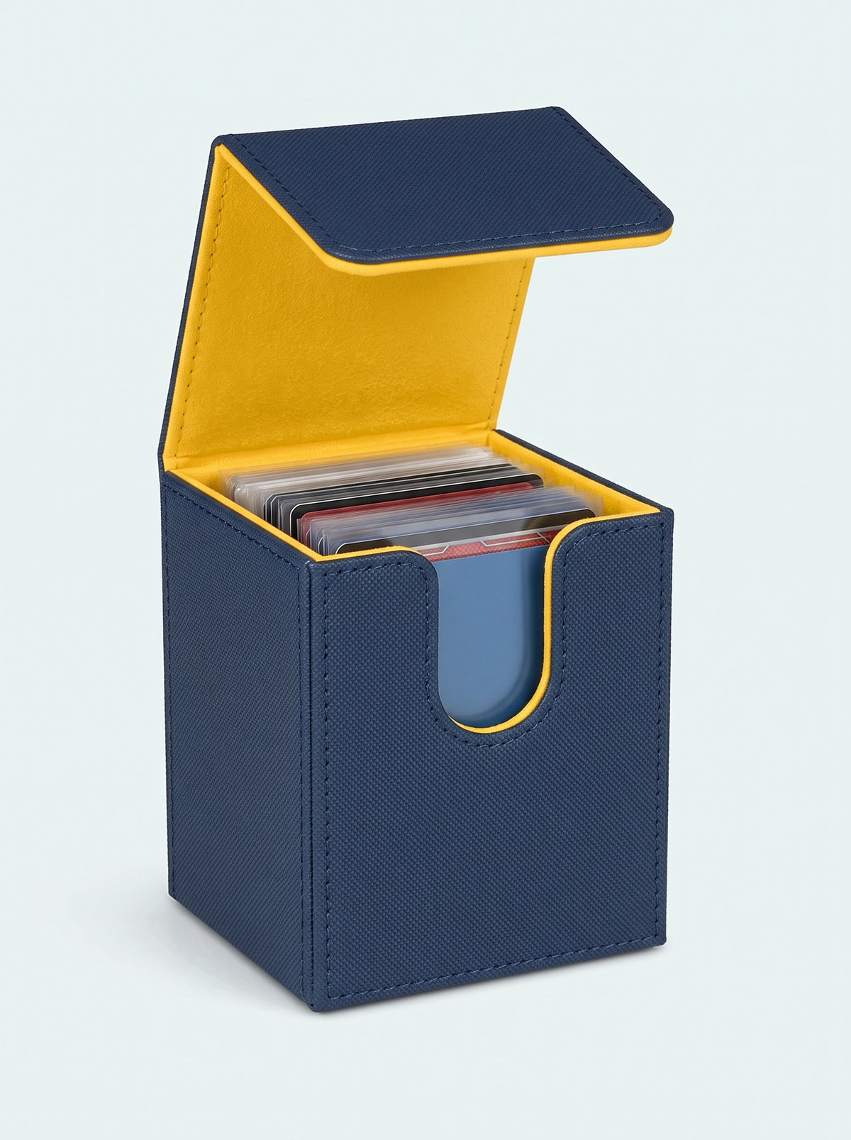 Deck box 100 cartes simple pochette bleu et jaune