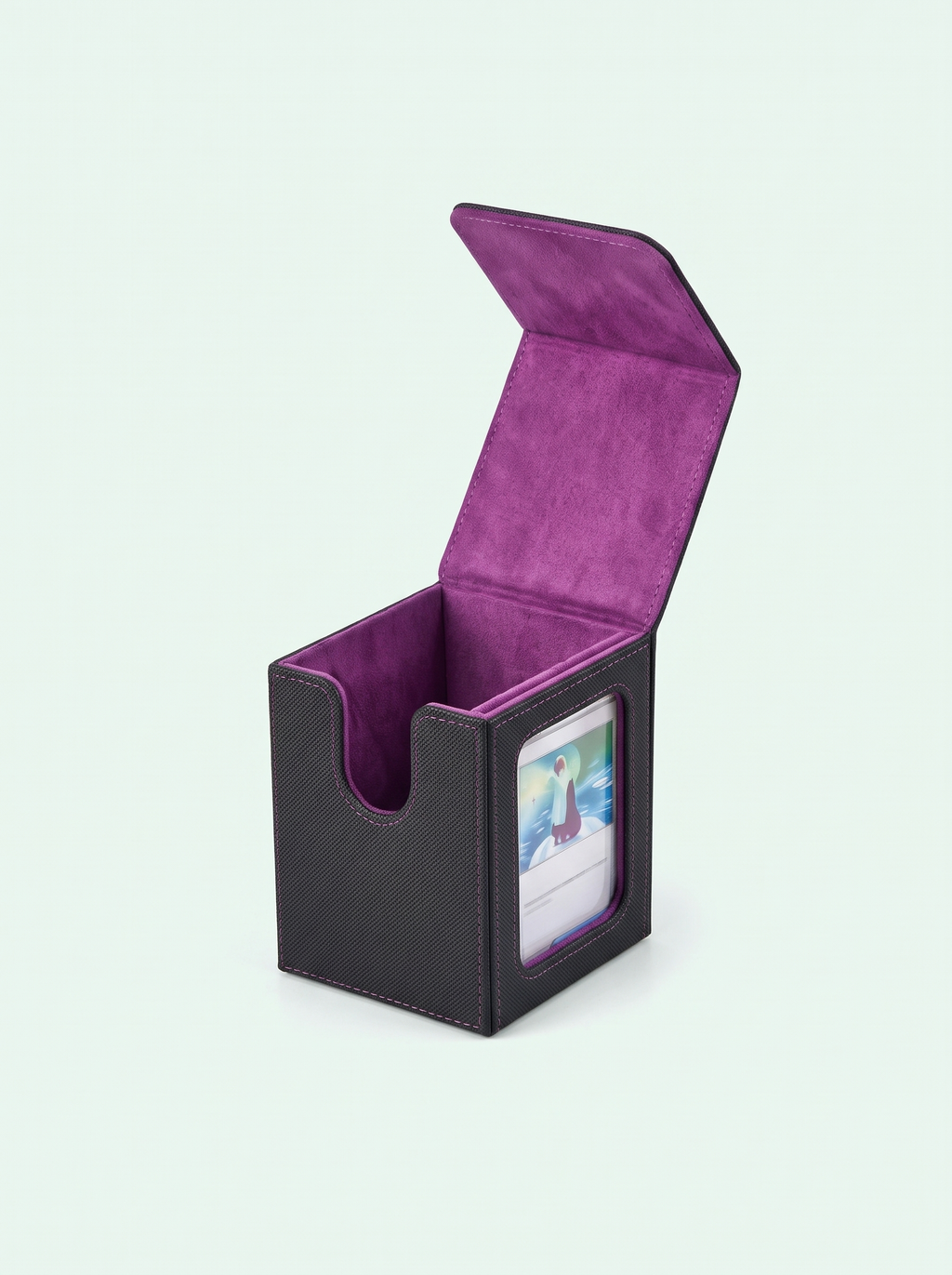 Deck box à fenêtre 120 cartes noir et violet