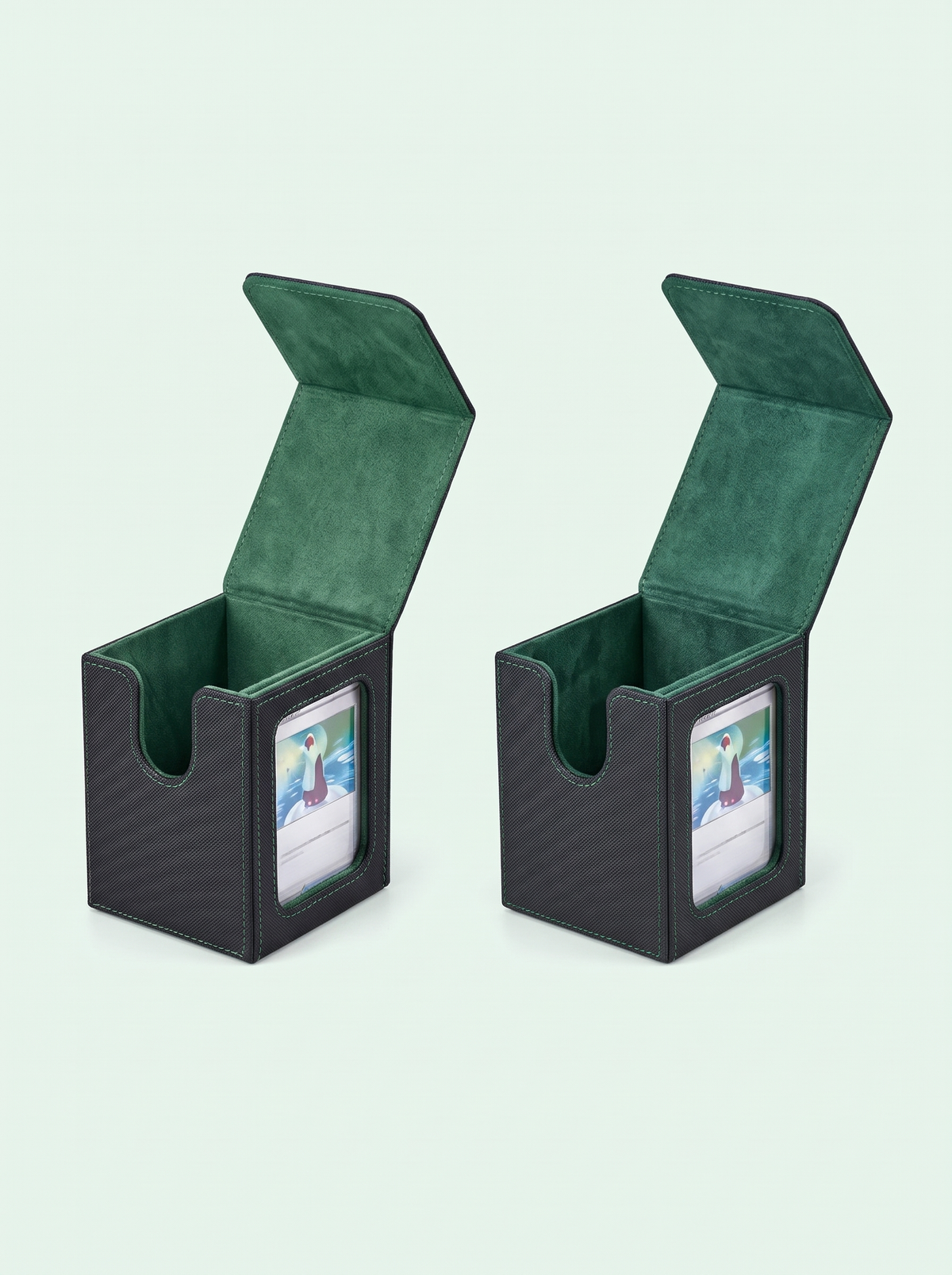 Deck box à fenêtre 120 cartes noir et vert