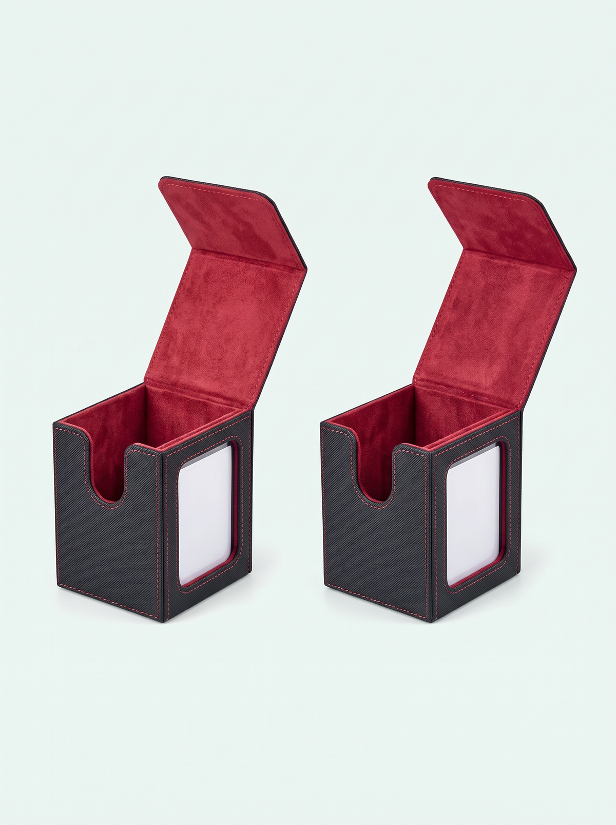 Deck box à fenêtre 120 cartes noir et rouge