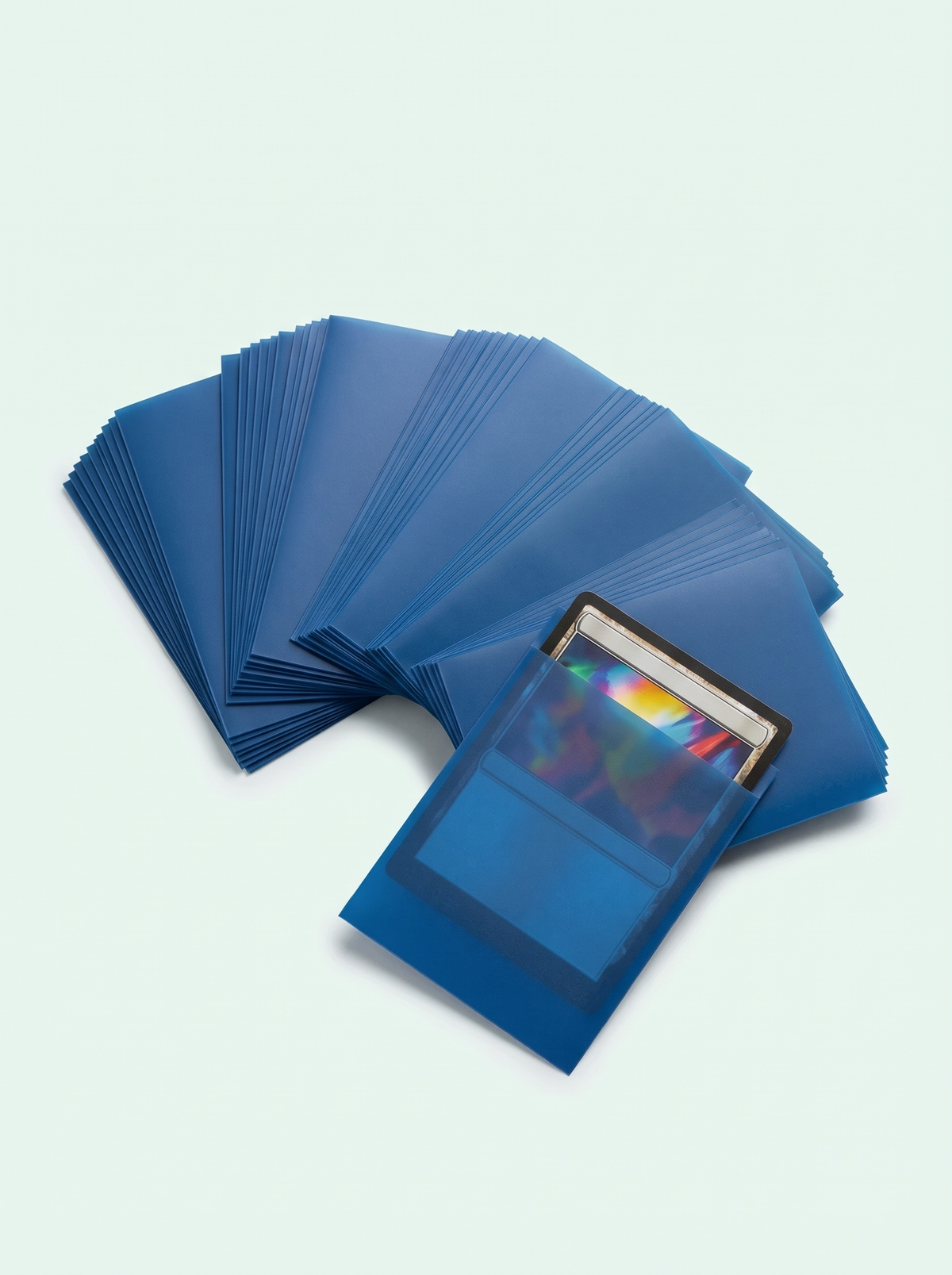 100 sleeves mates 66×91 mm bleu