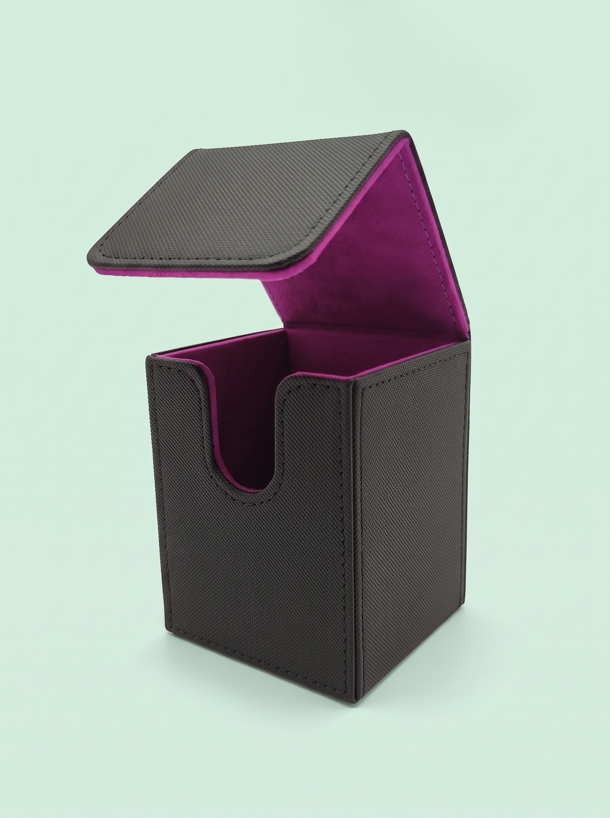 Deck box cuir PU noire, intérieur violet
