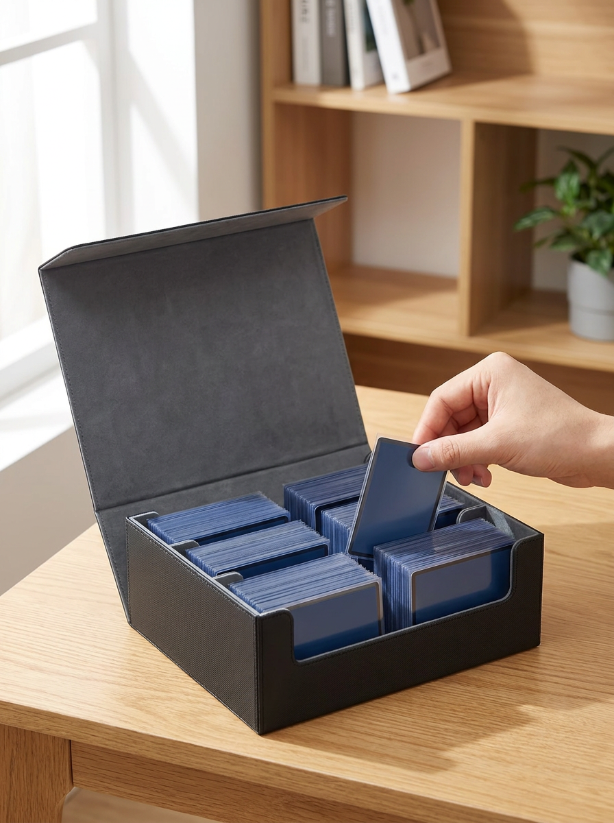 Boîte de rangement 1 800 cartes en situation sur un bureau